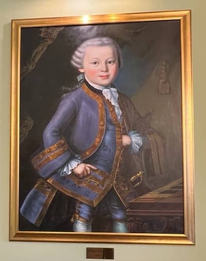 A PAINTING of a young Wolfgang Amadeus Mozart.