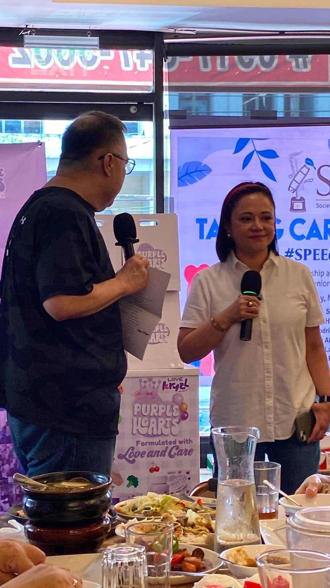 Jun Lalin with SPEEd president Tessa Mauricio-Arriola, lifestyle and entertainment editor of 'The Manila Times.'