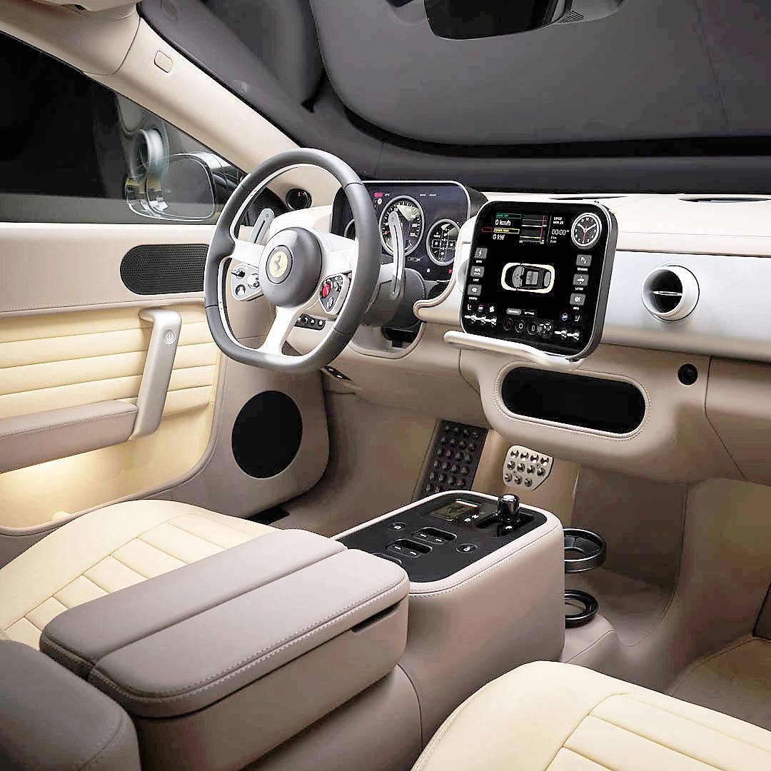 CABIN controls mix mechanical buttons, dials and digital displays in the first fully electric Ferrari.