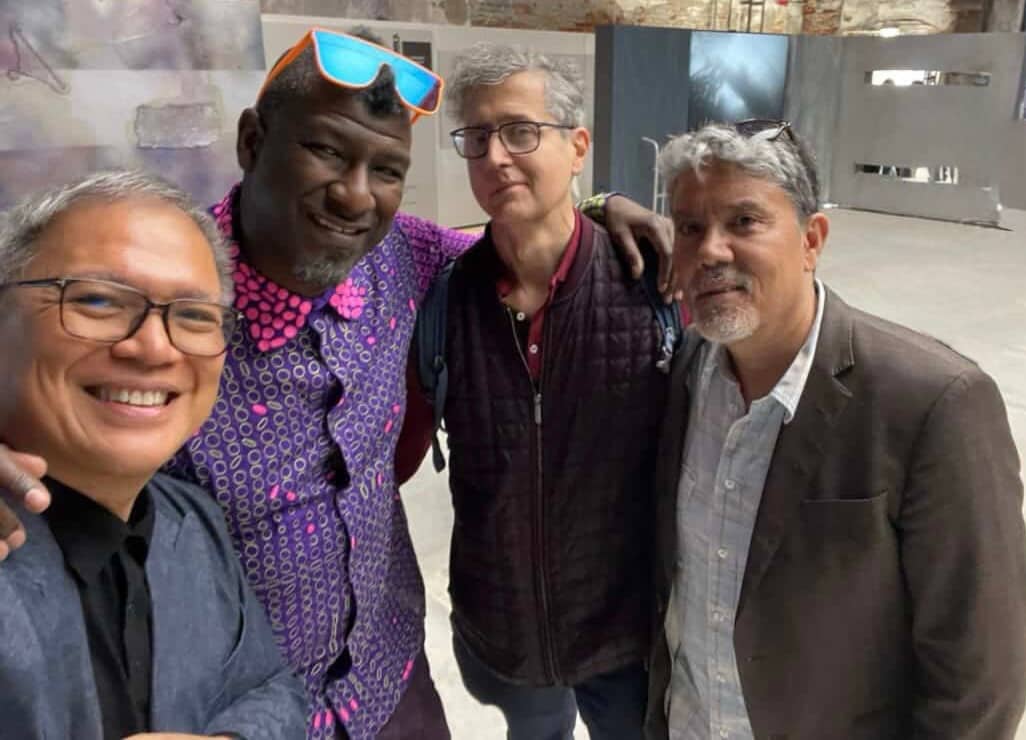 PHILIPPINES Pavilion representative artist for the 2026 Venice Biennale Arte, Jon Cuyson, with artists Kambui Olujimi, Luca Buvoli and Paul Pfeiffer.