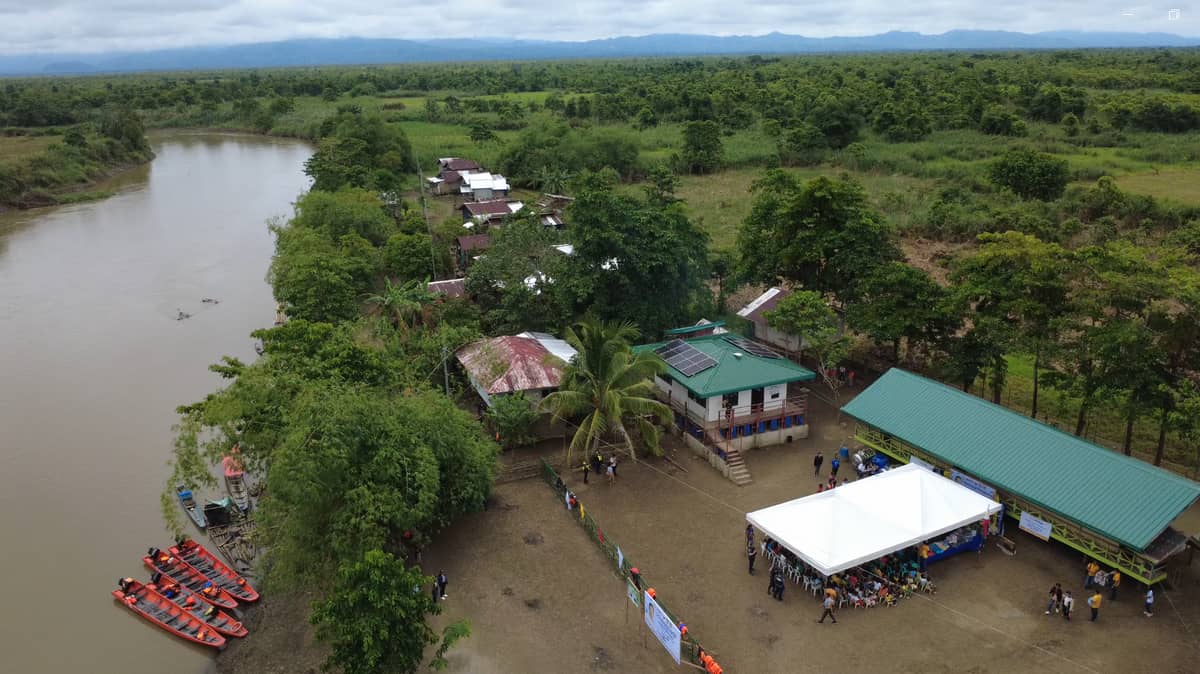 THE hybrid solar power system set up inside the floating daycare center (center) ensures uninterrupted electricity in the community by switching on during a brownout or flooding. The event program (inset) shows Aboitiz Foundation’s solid partners helping in delivering the benefits of AuroraPH to last-mile schools across the country.