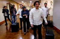 PACKED defense Vice President Sara Duterte’s counsel, Michael Poa, arrives at the Senate with five suitcases containing her formal reply to the Articles of Impeachment.
