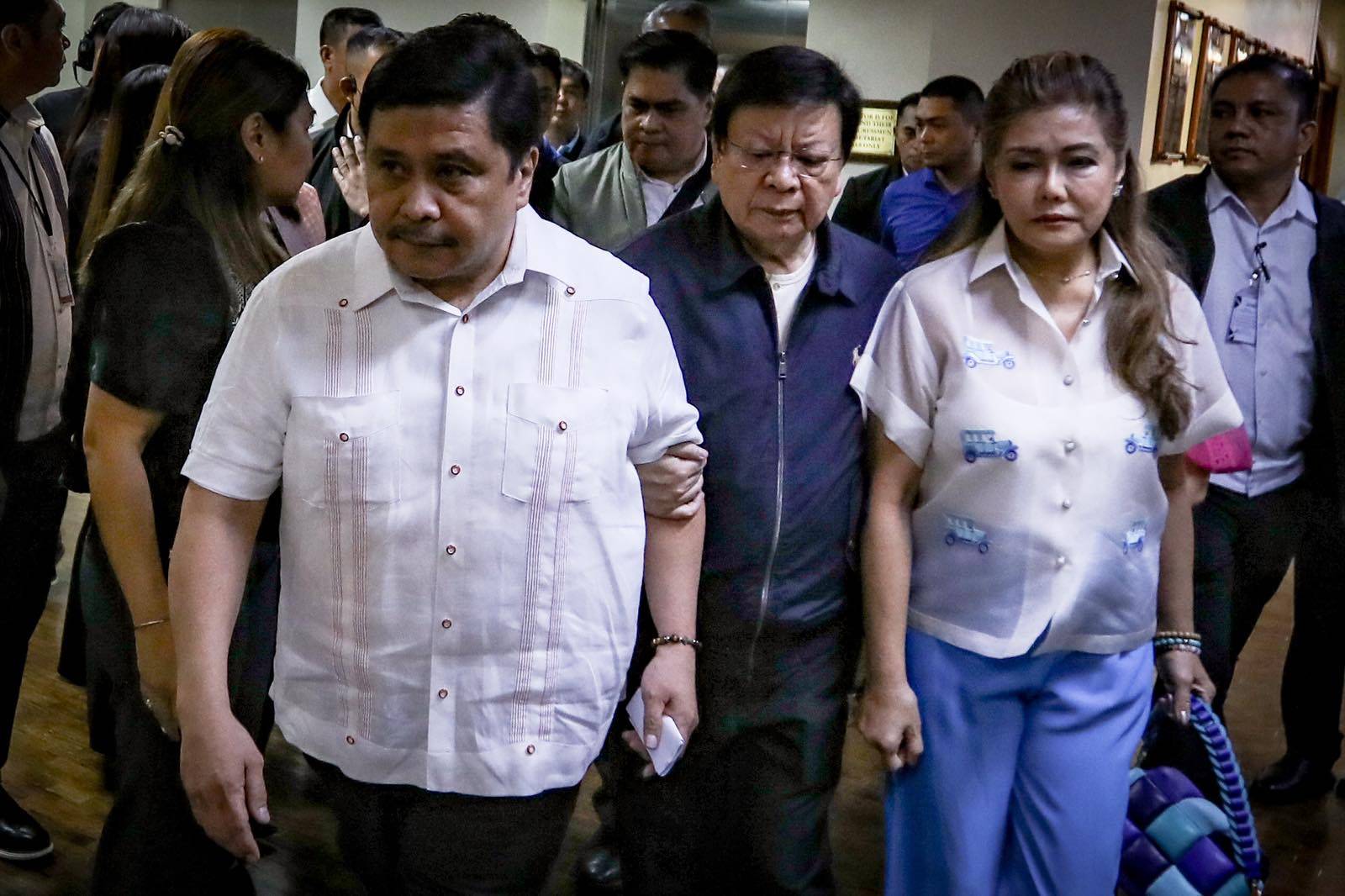 Tensions at the third highest office of the country rises as Senator Jingoy Estrada voluntarily surrenders to CIDG after his press briefer on Monday, 1 June, 2026 in Pasay City for plunder. Estrada was seen accompanied by Senator Allan Peter Cayetano on his way to CIDG. | Aram Lascano