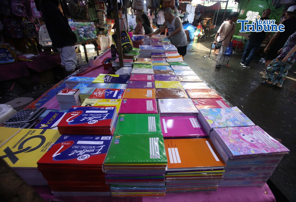 (June 01 2026) Vendors arrange their selling school supplies at a low price at Commonwealth Market in Quezon City, on Monday June 1 2026. Ahead of the year 2026 school opening. Photo/Analy Labor