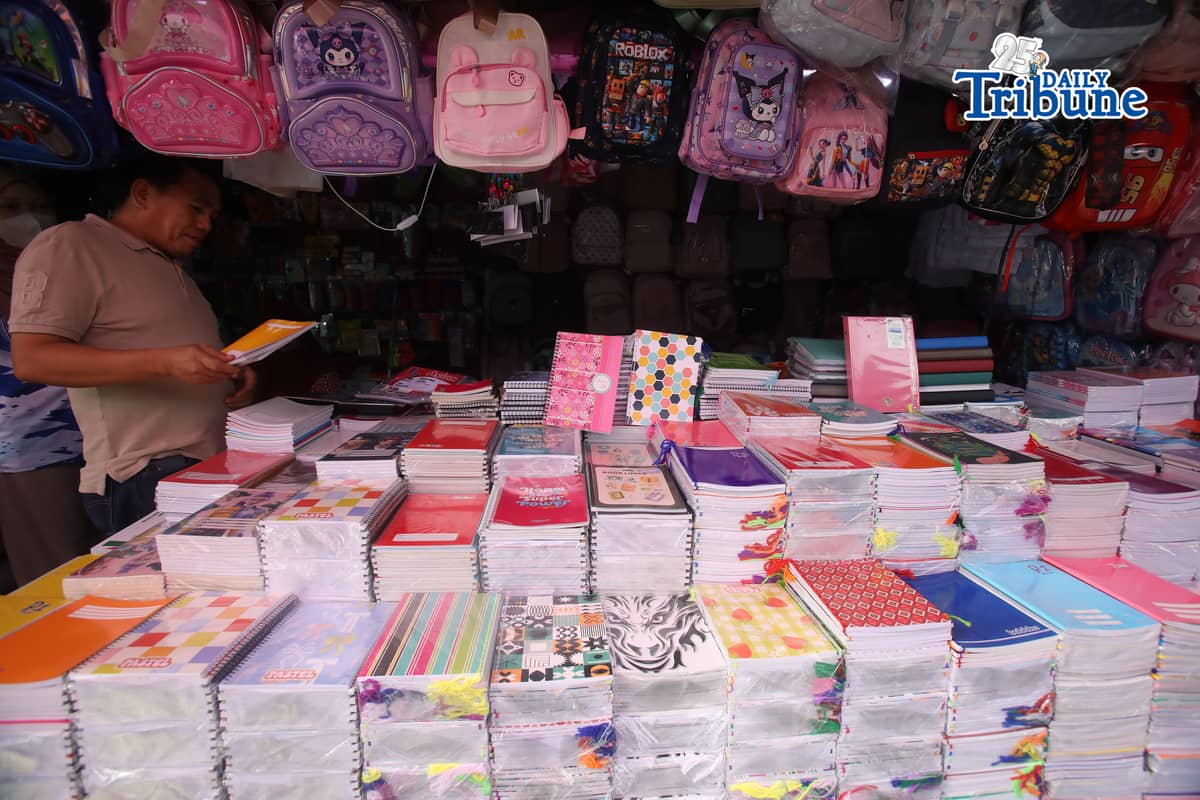 (June 01 2026) Vendors arrange their selling school supplies at a low price at Commonwealth Market in Quezon City, on Monday June 1 2026. Ahead of the year 2026 school opening. Photo/Analy Labor