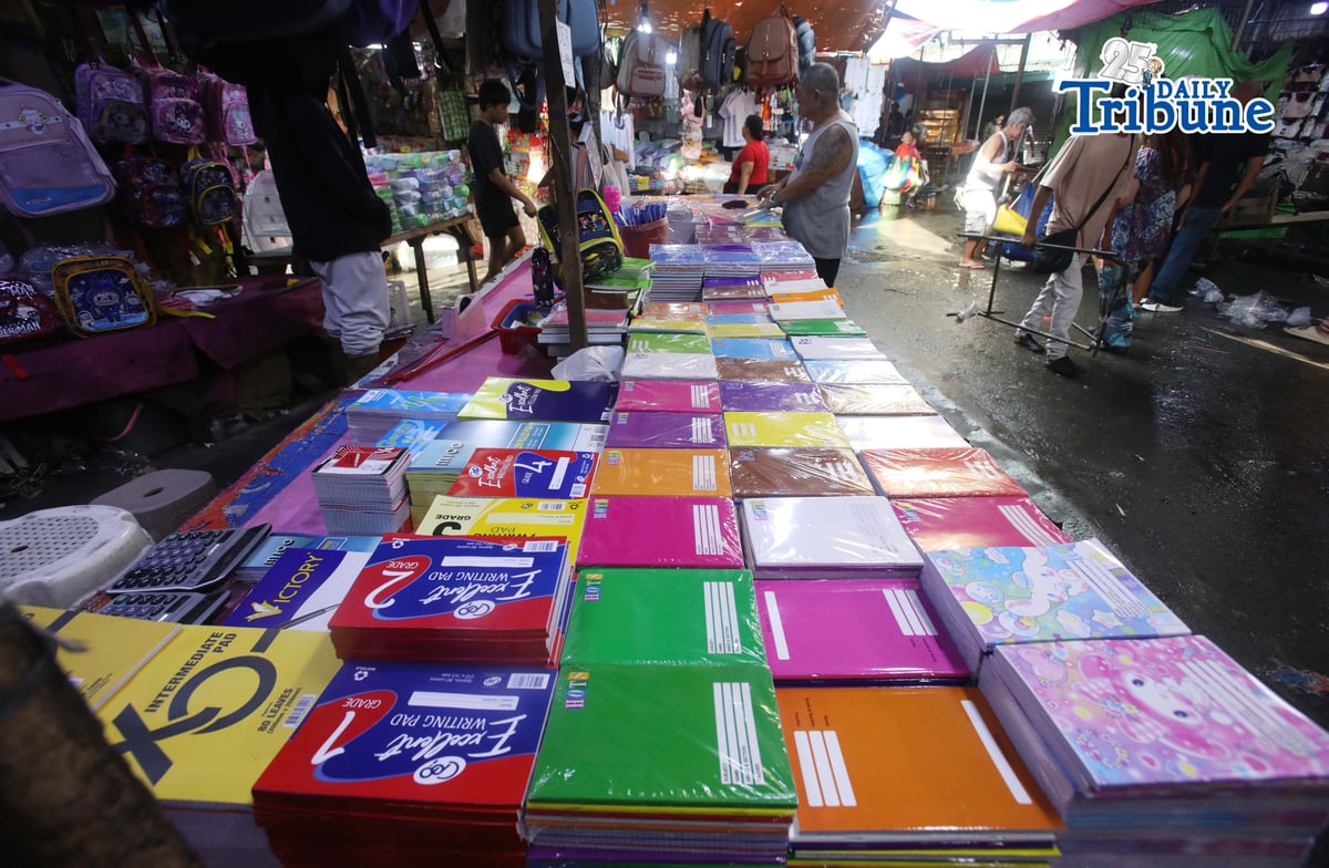 (June 01 2026) Vendors arrange their selling school supplies at a low price at Commonwealth Market in Quezon City, on Monday June 1 2026. Ahead of the year 2026 school opening. Photo/Analy Labor