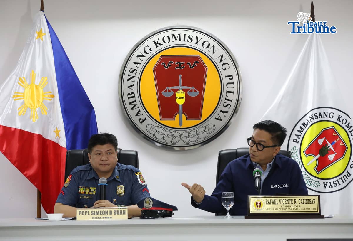 (June 03 2026) National Police Commission (NAPOLCOM) commissioner Rafael Vincent Calinisan present to the media the Police Corporal Simeon Suan, the police officer involved in the viral video showing the forcible handcuffing of a senior citizen driver who allegedly sideswiped the officer's vehicle, held at NAPOLCOM Central Office in Quezon City on Wednesday June 3 2026, commissioner Calinisan is set to file administrative chargers to Police Corporal Simeon Suan. Photo/Analy Labor