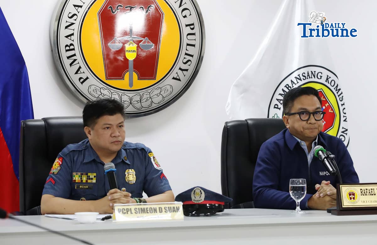(June 03 2026) National Police Commission (NAPOLCOM) commissioner Rafael Vincent Calinisan present to the media the Police Corporal Simeon Suan, the police officer involved in the viral video showing the forcible handcuffing of a senior citizen driver who allegedly sideswiped the officer's vehicle, held at NAPOLCOM Central Office in Quezon City on Wednesday June 3 2026, commissioner Calinisan is set to file administrative chargers to Police Corporal Simeon Suan. Photo/Analy Labor