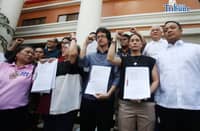 (June 03 2026) Tindig Pilipinas filed an obstruction of justice complaint against Senate President Alan Peter Cayetano, Senator Robin Padilla, and Senate Sergeant-at-Arms Mao Aplasca, at the Office of the Ombudsman in Quezon City on Wednesday, June 3, 2026, in connection with alleged assistance in the escape of Sen. Bato dela Rosa, they also calling for Cayetano’s resignation and urging the Senate to resume its sessions and return to work amid the issue. Photo/Analy Labor