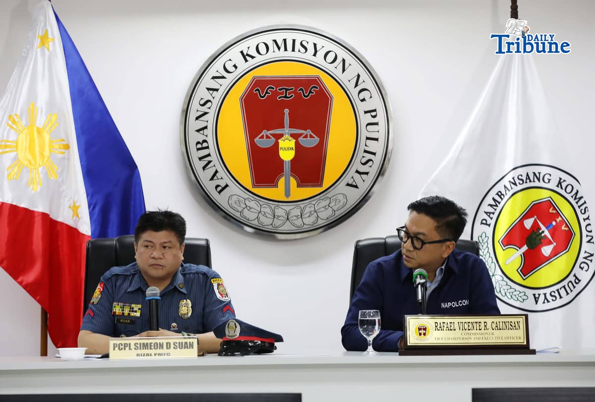 (June 03 2026) National Police Commission (NAPOLCOM) commissioner Rafael Vincent Calinisan present to the media the Police Corporal Simeon Suan, the police officer involved in the viral video showing the forcible handcuffing of a senior citizen driver who allegedly sideswiped the officer's vehicle, held at NAPOLCOM Central Office in Quezon City on Wednesday June 3 2026, commissioner Calinisan is set to file administrative chargers to Police Corporal Simeon Suan. Photo/Analy Labor