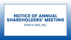 Ionics EMS, Inc. - Notice of Annual Shareholders' Meeting
