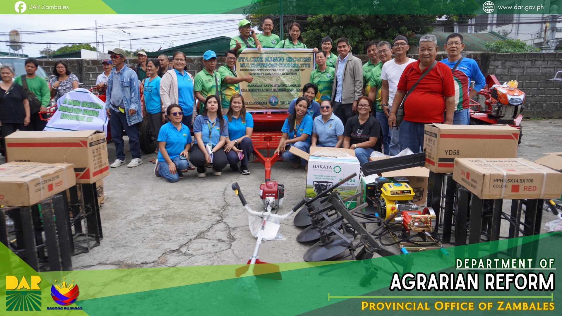 Zambales ARBOs receive P2M worth of farming machineries