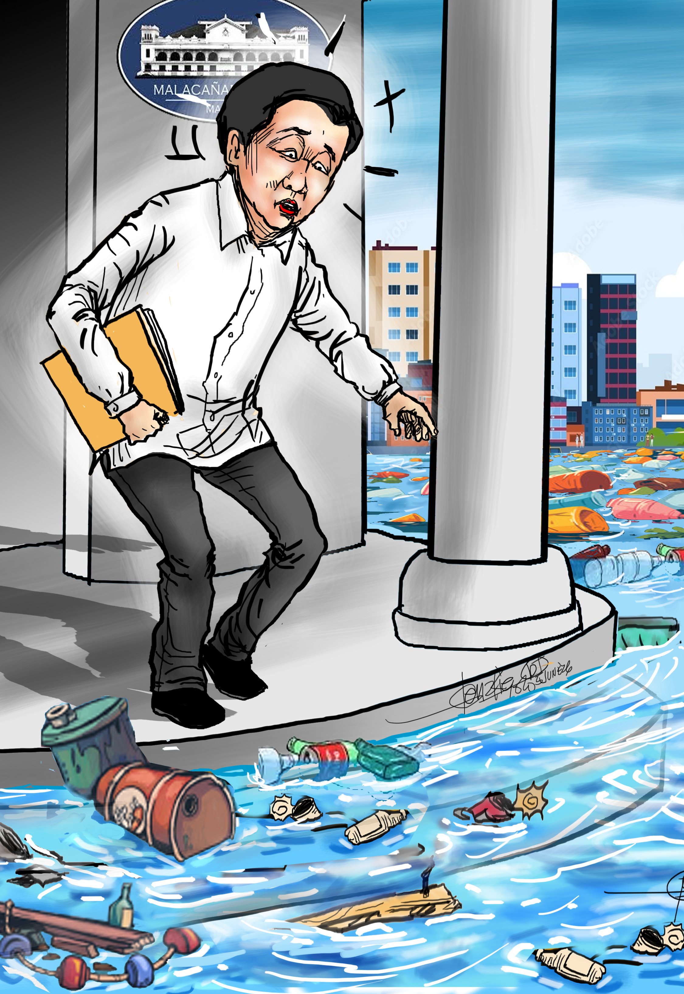Garbage swims home
