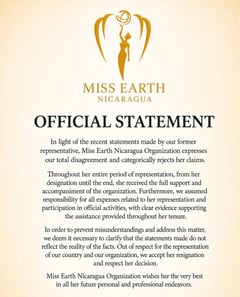 Miss Earth Nicaragua rebuts former delegate’s claims