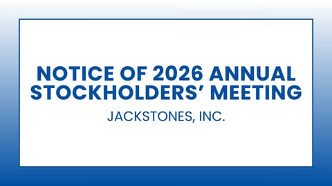 Jackstones, Inc.: Notice of 2026 Annual Stockholders' Meeting