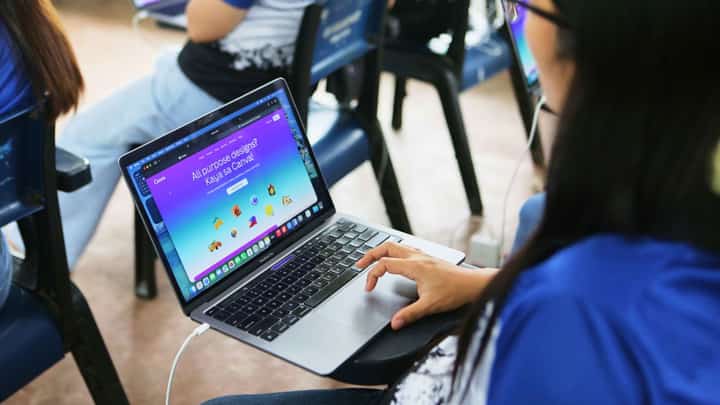 STUDENTS take part in a Canva-powered learning session.