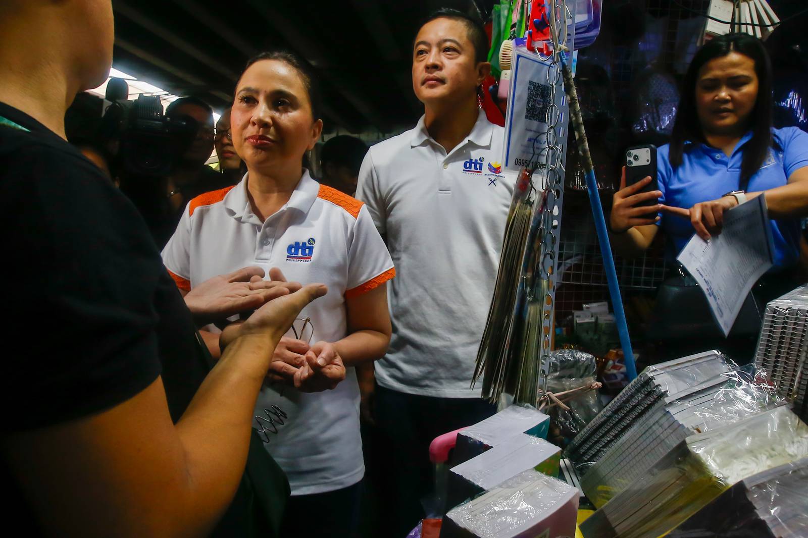 Department of Trade and Industry (DTI) Secretary Ma. Cristina Roque inspects school supplies during a price and supply monitoring operation at Taft Avenue Extension in Pasay City on 06 June 2026. Secretary Roque reported that local retailers are strictly complying with the agency's suggested retail prices (SRP) ahead of the upcoming school year, with some vendors even selling goods below the SRP to ease the financial burden on consumers.