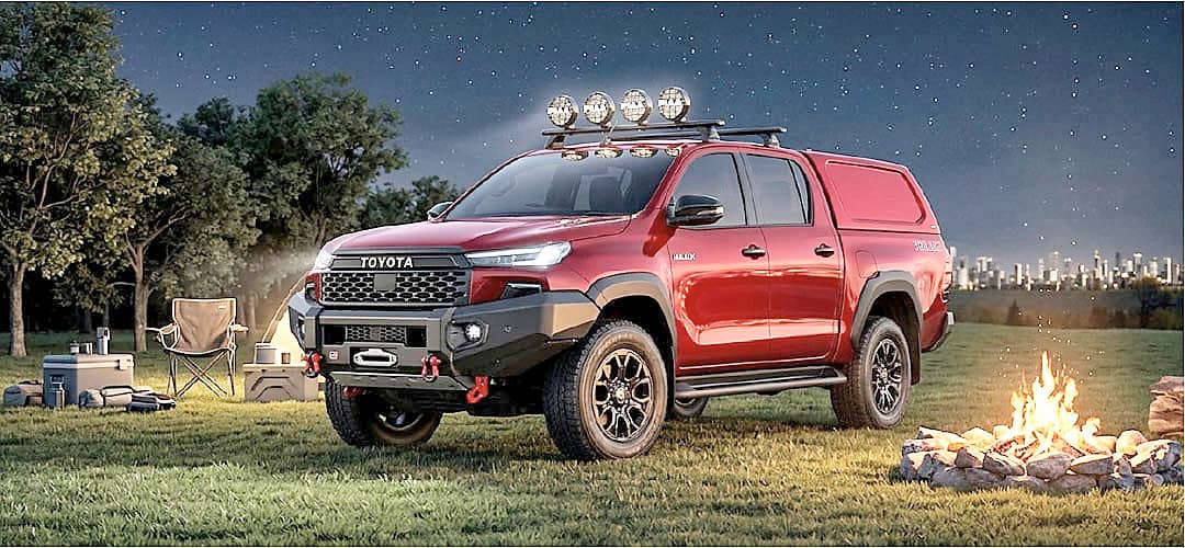 CAMPSITE display highlights the Hilux Conquest as part of Toyota’s wider diesel and electric pickup offering.