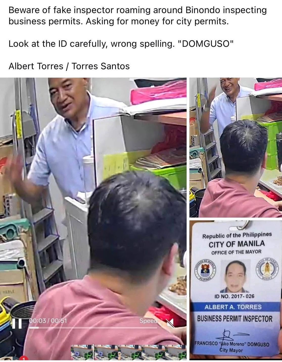 Manila warns Binondo businesses vs. fake permit inspector