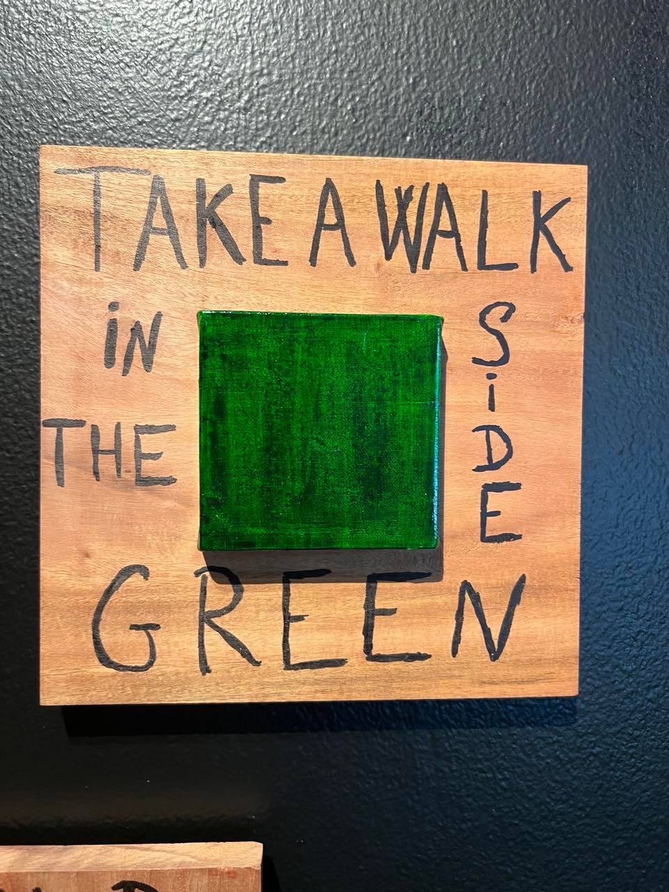 ‘THE Green Side,’ 12 May 2026, acrylic on canvas mounted on wood, 24 cm by 24 cm.