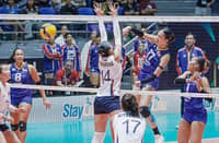 THEA Gagate towers in Alas Pilipinas' 25-9, 25-11, 25-17, smashing of Kyrgyzstan in Pool A of the 2026 AVC Women’s Volleyball Cup on Monday.