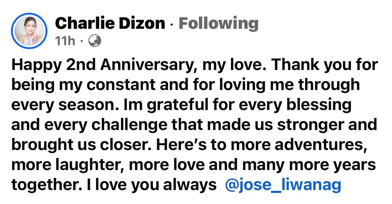 Charlie Dizons post for second year anniv with Carlo Aquino