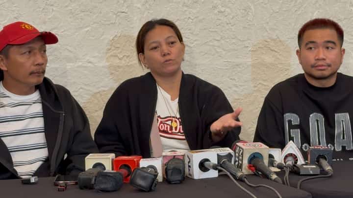 Rovelyn Baterbonia (middle) during a press conference following the unfortunate death of her son, Ateneo student-athlete Rene Baterbonia, during a supposed team-building activity in Dipaculao, Aurora on Monday, 8 June.