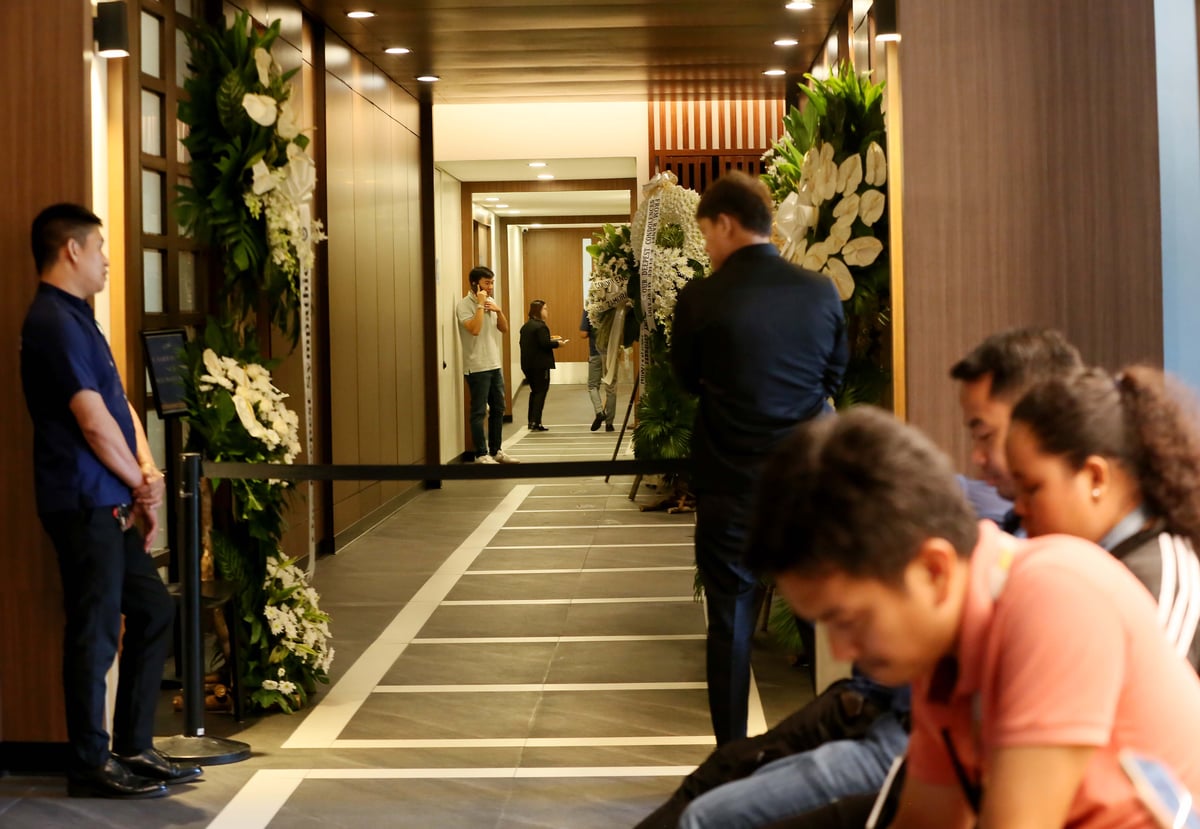 Flowers are placed outside the wake room of Ateneo student-athlete Rene Baterbonia at Arlington Memorial Chapels in Quezon City on Wednesday, 10 June 2026, as family, friends, and supporters pay their respects. | 📷 Analy Labor