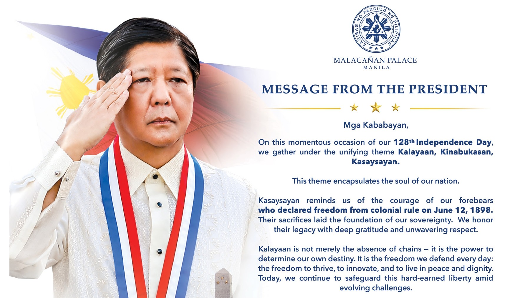 128TH Independence Day: Message from the President