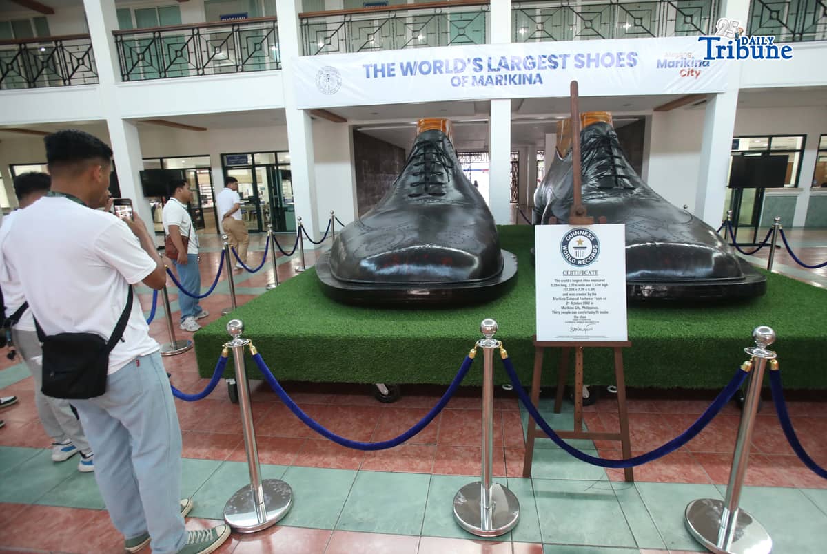 (June 11 2026) The restored pair of giant shoes with the Guinness record for being the largest shoes in the world record in 2002, was seen display at Marikina City Hall, on Wednesday June 10 2026. Marikina City, nicknamed as the Shoe Capital of the Philippines. Photo/Analy Labor