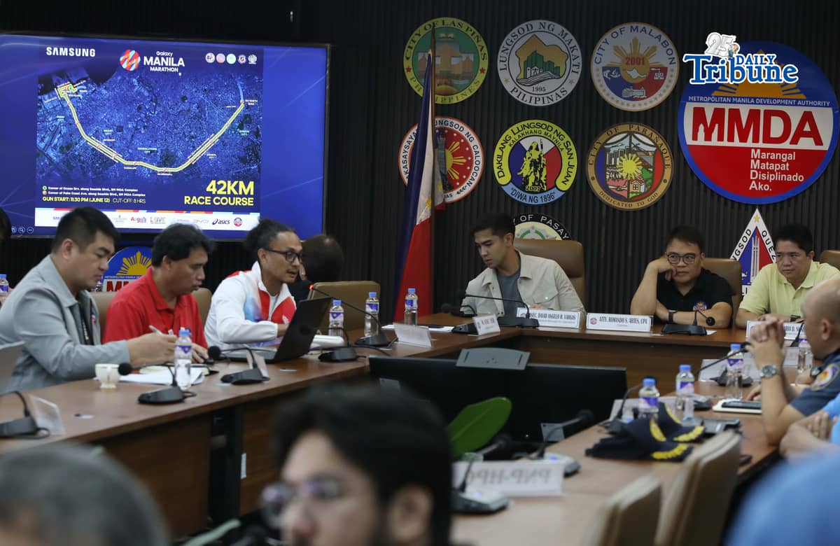 (June 11 2026) Metropolitan Manila Development Authority (MMDA) Chairman Romando "Don" Artes presides over a meeting with stakeholders to discuss the final details and traffic management plan for the Runrio Galaxy Manila Marathon on June 12-June 13, at the MMDA headquarters in Pasig City, they show to the media the preparations and the traffic management plan of the event. The marathon, scheduled from midnight until morning, is expected to draw more than 25,000 participants. Photo/Analy Labor