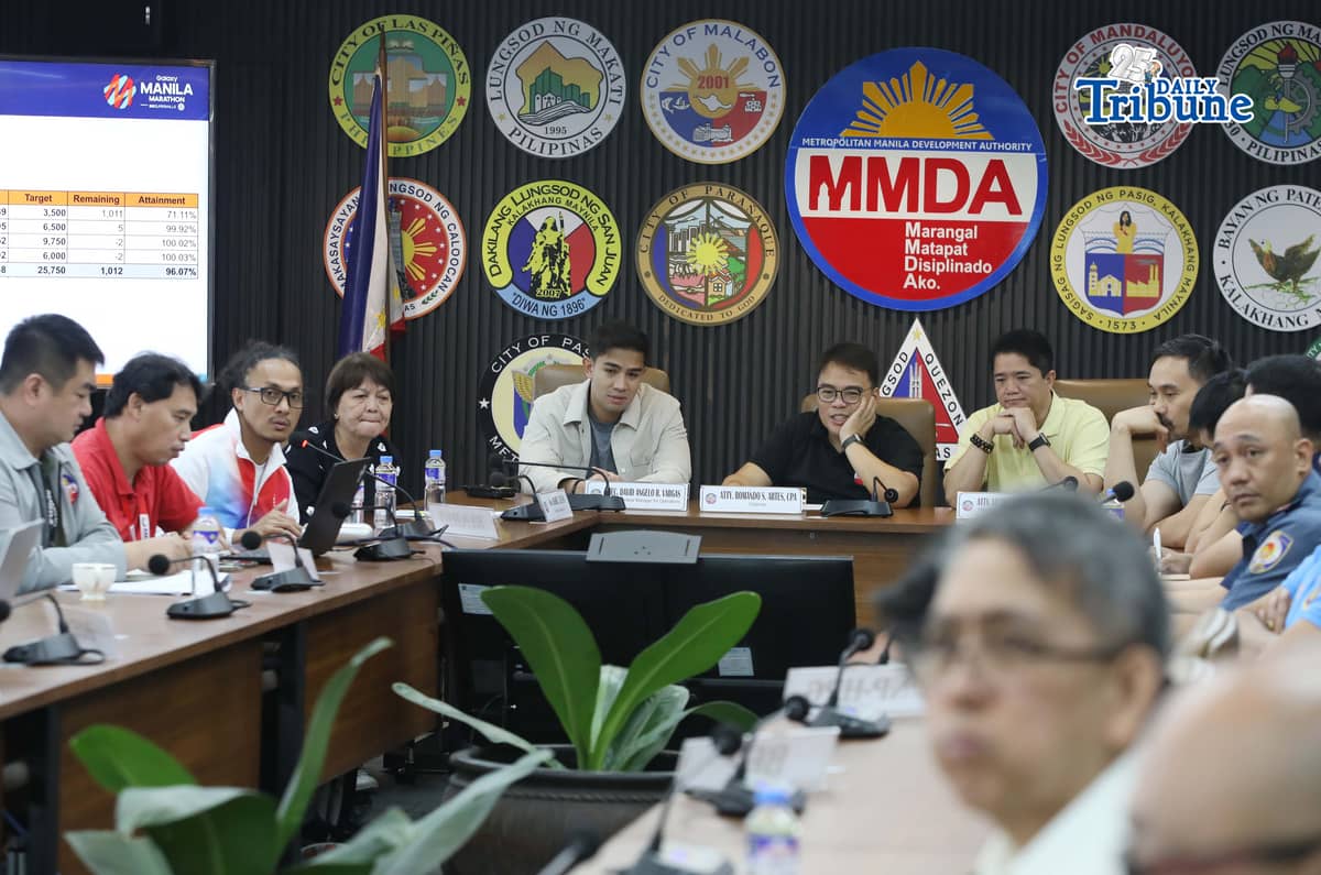 (June 11 2026) Metropolitan Manila Development Authority (MMDA) Chairman Romando "Don" Artes presides over a meeting with stakeholders to discuss the final details and traffic management plan for the Runrio Galaxy Manila Marathon on June 12-June 13, at the MMDA headquarters in Pasig City, they show to the media the preparations and the traffic management plan of the event. The marathon, scheduled from midnight until morning, is expected to draw more than 25,000 participants. Photo/Analy Labor