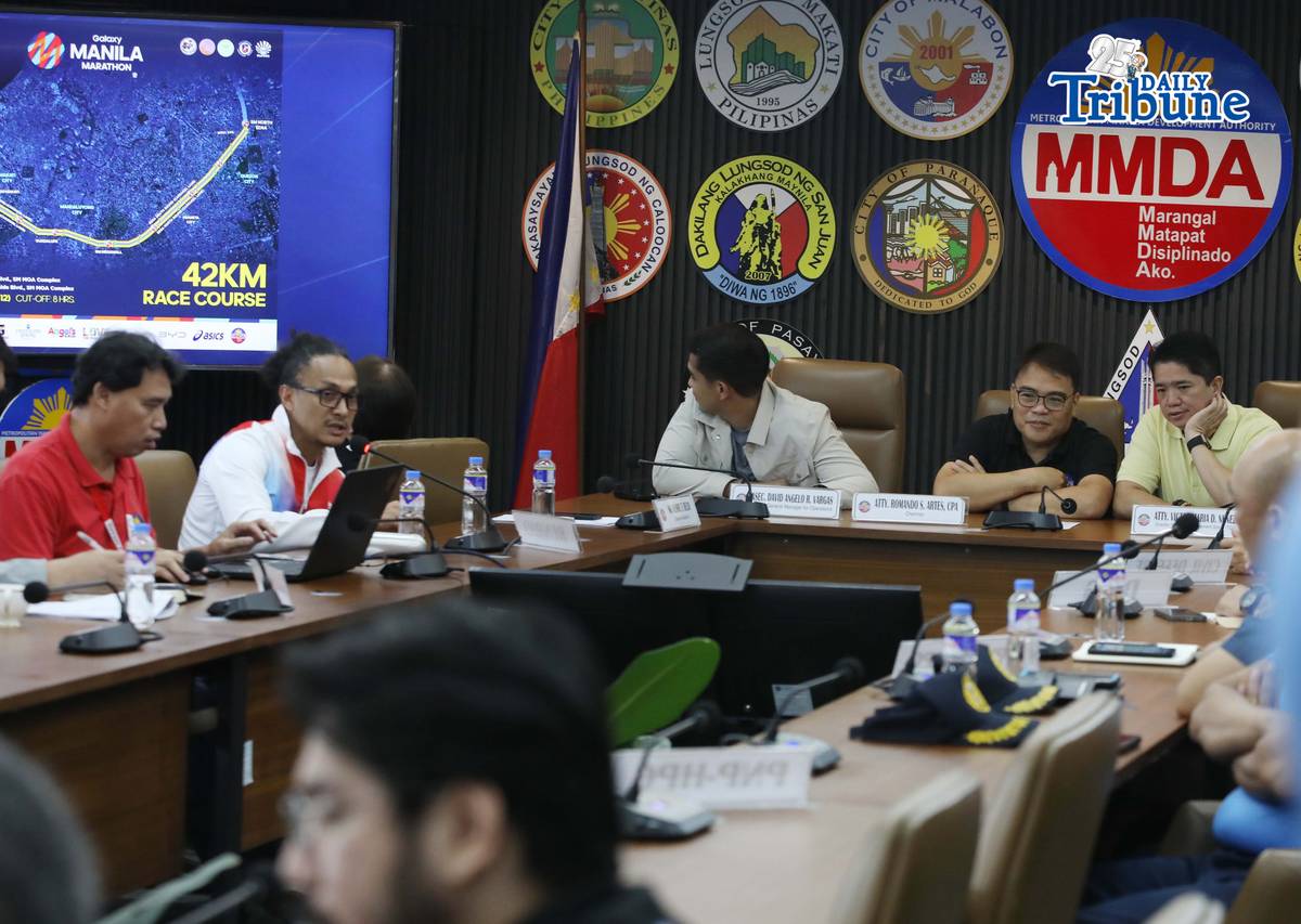 (June 11 2026) Metropolitan Manila Development Authority (MMDA) Chairman Romando "Don" Artes presides over a meeting with stakeholders to discuss the final details and traffic management plan for the Runrio Galaxy Manila Marathon on June 12-June 13, at the MMDA headquarters in Pasig City, they show to the media the preparations and the traffic management plan of the event. The marathon, scheduled from midnight until morning, is expected to draw more than 25,000 participants. Photo/Analy Labor