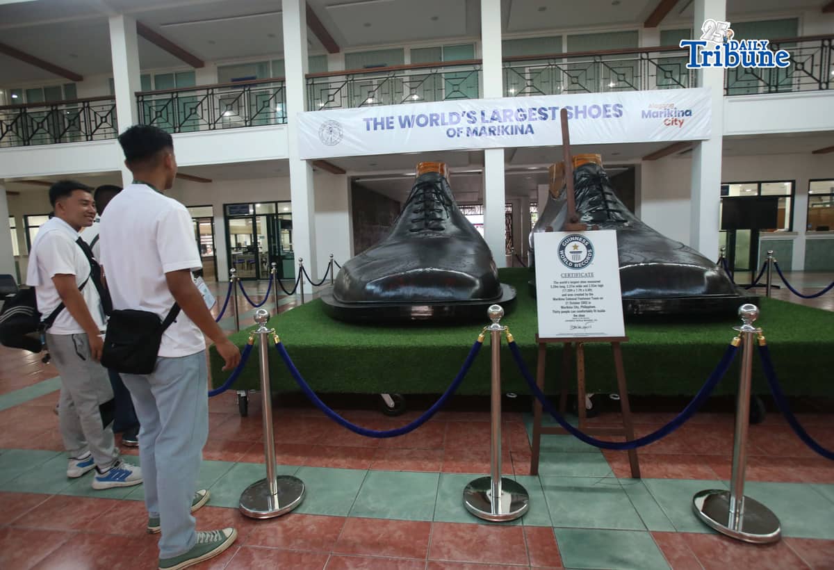 (June 11 2026) The restored pair of giant shoes with the Guinness record for being the largest shoes in the world record in 2002, was seen display at Marikina City Hall, on Wednesday June 10 2026. Marikina City, nicknamed as the Shoe Capital of the Philippines. Photo/Analy Labor