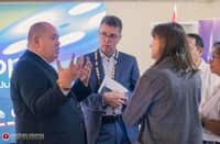 EVSU President Dr. Dennis De Paz engages in a discussion with European Union ambassador to the Philippines His Excellency Massimo Santoro and Ireland Ambassador Her Excellency Emma Hickey at the opening of the 29th Cine Europa in Tacloban.