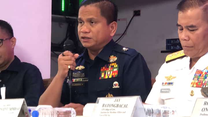 Philippine Coast Guard (PCG) Spokesperson Rear Admiral Jay Tarriela speaking at the Saturday news Forum, 13 June, at Dapo Restaurant, Quezon City. (PHOTOGRAPHED by Sean Magbanua for the Daily Tribune).
