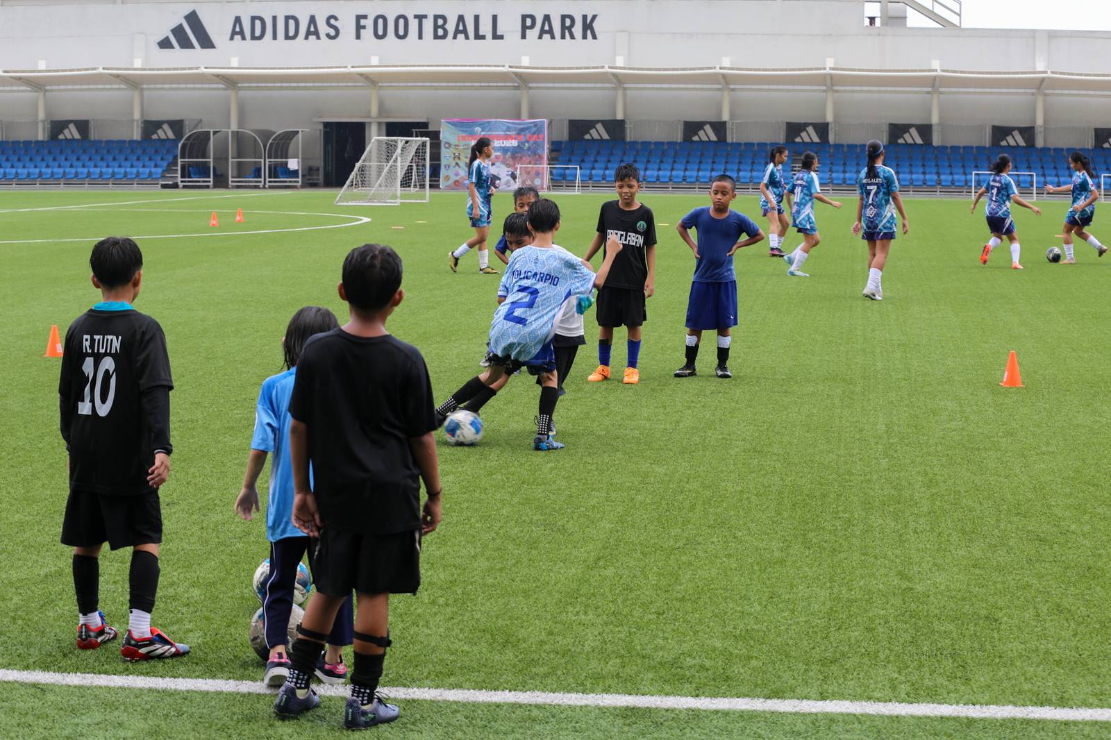 Children participate in a football clinic at SM Mall of Asia’s Adidas Football Park in Pasay City on 13 June 2026. Held as part of the Pinoy Football Fiesta, the event was organized in partnership with the Embassies of Canada, Mexico and the United States to highlight the power of sports in uniting nations, cultures, and people.