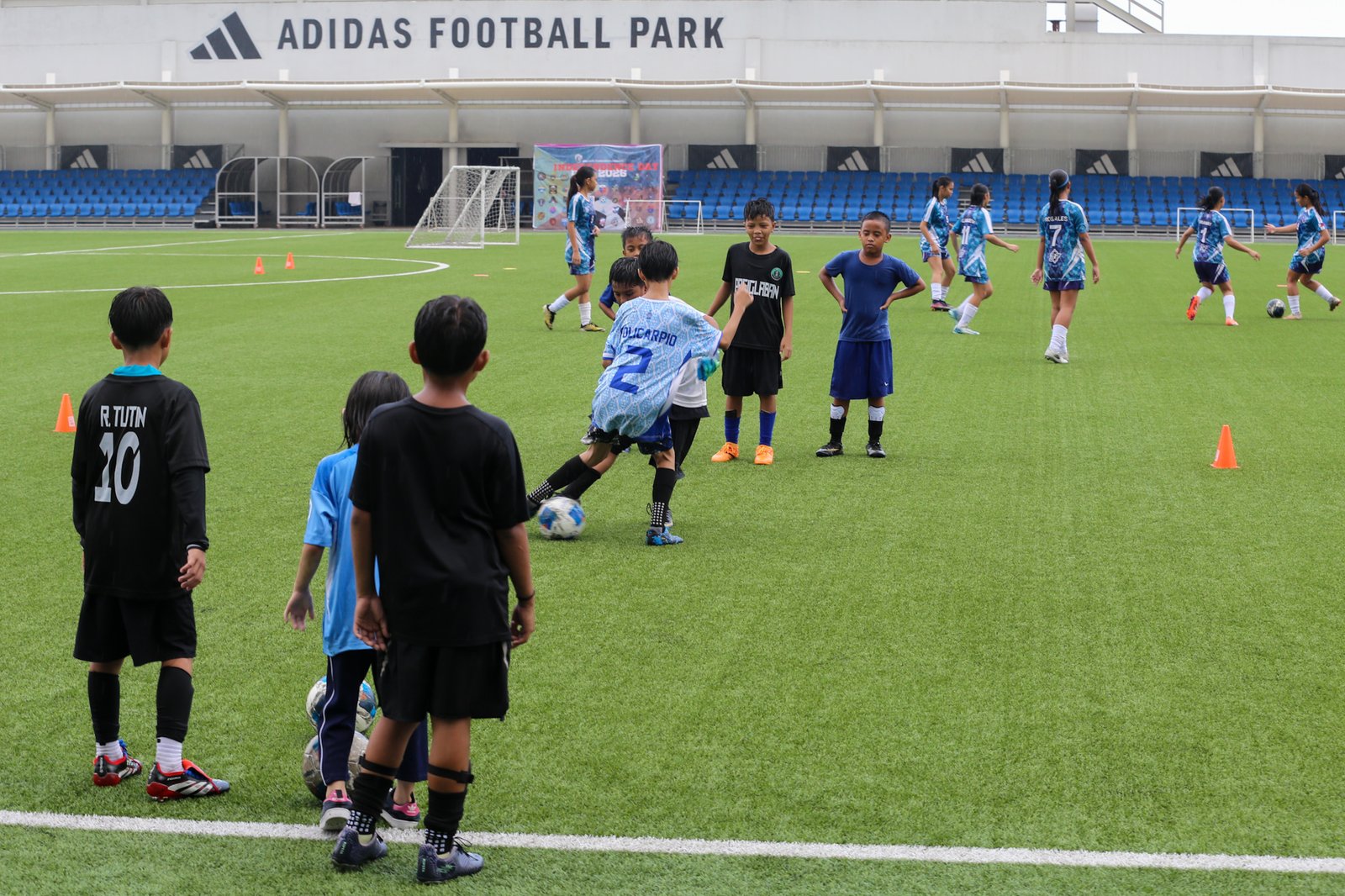 Children participate in a football clinic at SM Mall of Asia’s Adidas Football Park in Pasay City on 13 June 2026. Held as part of the Pinoy Football Fiesta, the event was organized in partnership with the Embassies of Canada, Mexico and the United States to highlight the power of sports in uniting nations, cultures, and people.