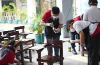 ABOITIZ Future Leaders scholars volunteered their time to paint armchairs at Krus Na Ligas Elementary School in Quezon City as part of Brigada Eskwela, helping prepare the campus for academic year 2026 to 2027.