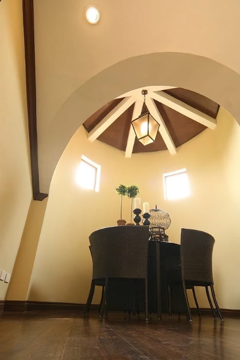 A HOME near key business districts with warm interiors.