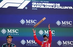 Hamilton ends Antonelli's winning streak with maiden Ferrari victory in Barcelona