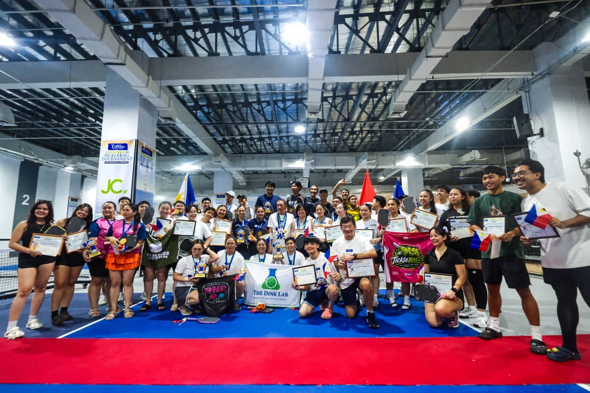 WINNING competitors beam with pride following the memorable staging of the 1st ArenaPlus-KaTribu Pickleball Tournament last Friday at the Dink Lab Elite in Kawit, Cavite.