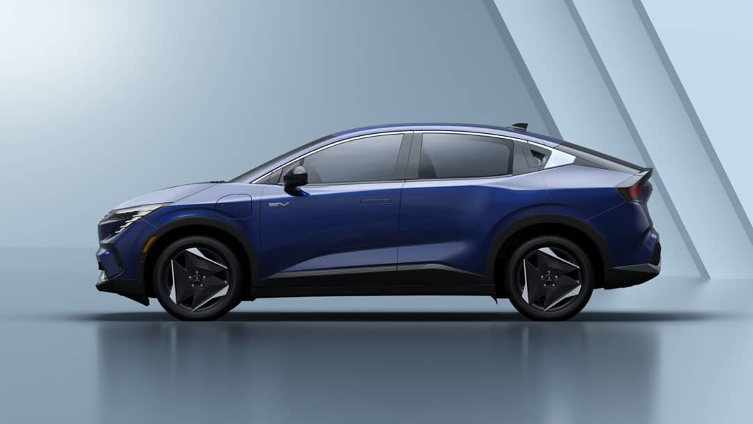 PROFILE shot highlights the Eclipse Sportback’s coupe-like roofline, alloy wheels and EV badge ahead of its North American launch.