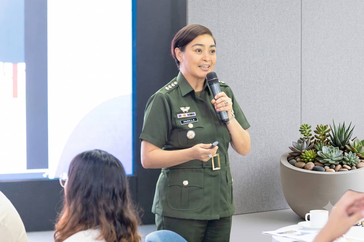 DIGITAL assurance. Armed Forces of the Philippines spokesperson Col. Francel Margareth A. Padilla sharing her insights about the new digital assurance landscape during the Leadership Forum.