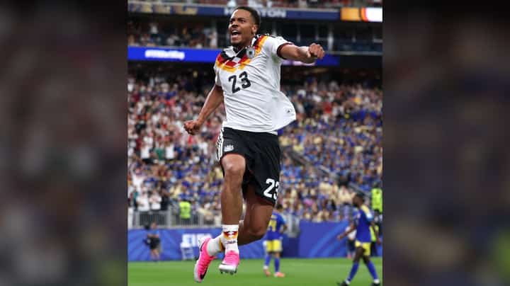 FELIX Nmecha celebrates after scoring the first goal that set the tone for Germany’s 7-1 crushing of Curacao in the preliminaries of the FIFA World Cup on Sunday.