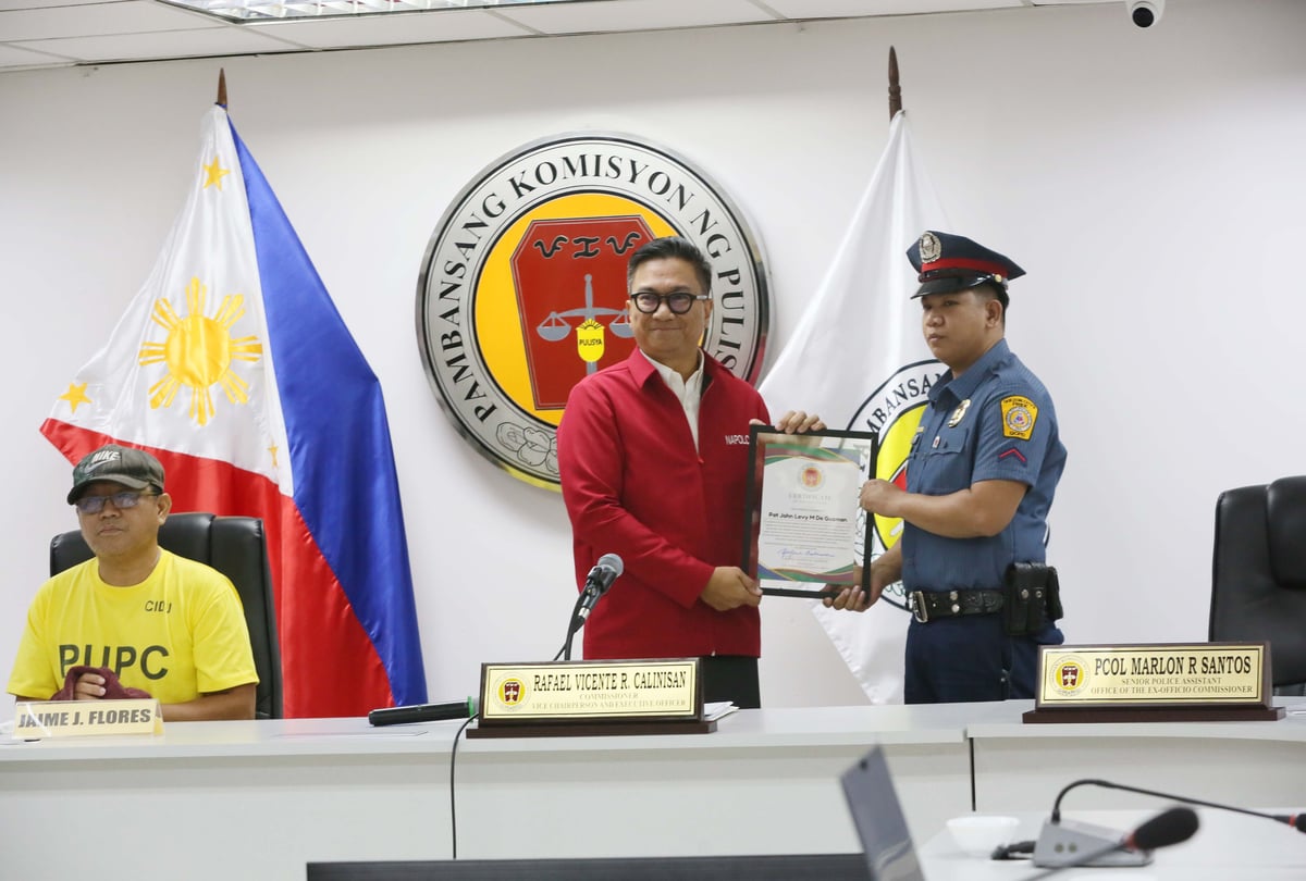 (June 15 2026) National Police Commission NAPOLCOM Commissioner Rafael Vicente Calinisan, commended the QCPD police officers who arrested Jaime Flores a NAPOLCOM employee, citing their commitment to enforcing the law without fear or favor against fellow government workers, during the press conference held at NAPOLCOM office in Quezon City on Monday June 15 2026. Photo/Analy Labor