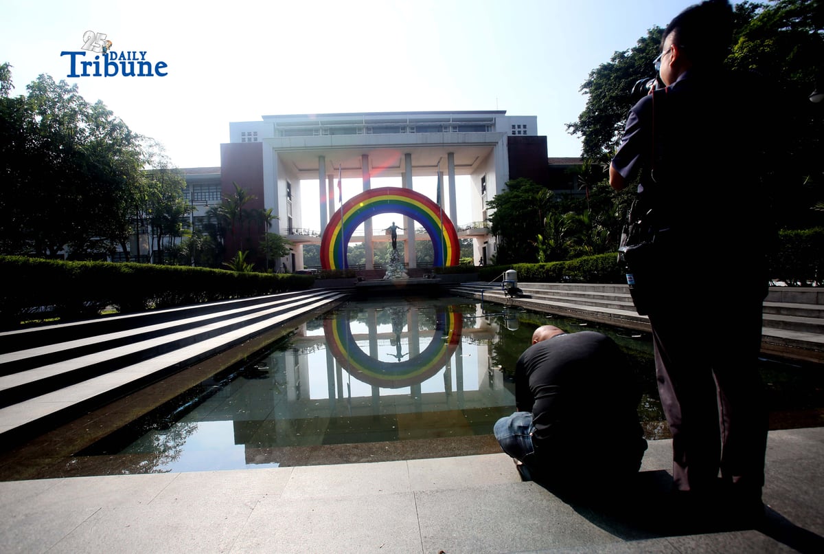 (June 16 2026) A giant LGBT rainbow display at University of the Philippines in Diliman Quezon City on Tuesday June 16 2026. The giant rainbow display promotes inclusivity and equality as the university observes Pride Month. Photo/Analy Labor