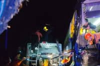 SIX-WHEELER truck along Marcos Highway in Baguio City