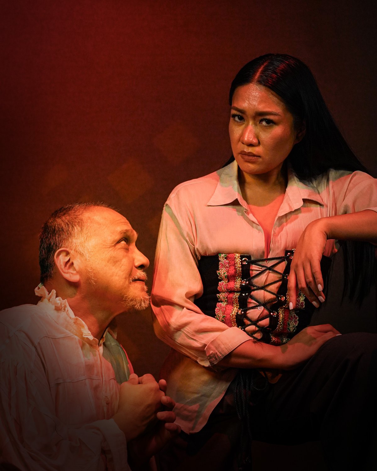 NONIE Buencamino as Alonso Quijano and Don Quixote and Katrine Sunga as Don Quixote’s muse Aldonza.