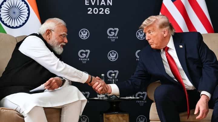 UNITED States President Donald Trump (right) shakes hands with India’s Prime Minister Narendra Modi during a bilateral meeting as part of the G7 summit, in Evian, eastern France, on 17 June 2026.